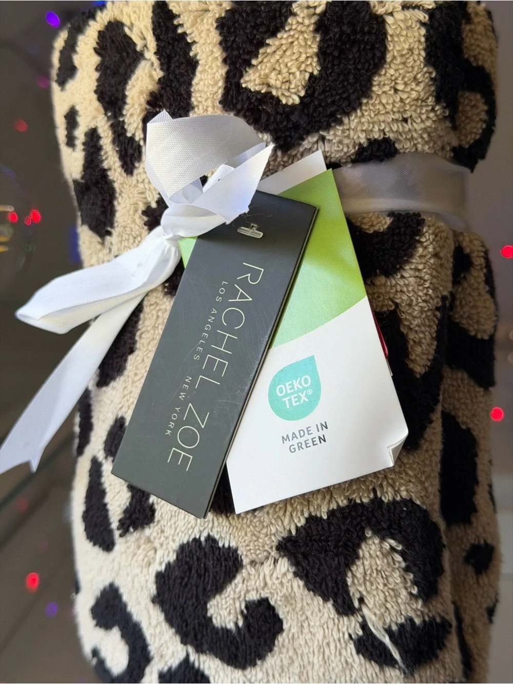 Rachel Zoe Leopard Cheetah Print 100% Cotton Hand Towels Set of 2 Bathroom Decor